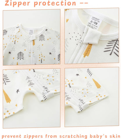 Unisex Summer Trendy 2-Pack Rompers Short Sleeve Zipped Bodysuit Infant Cotton Outfits