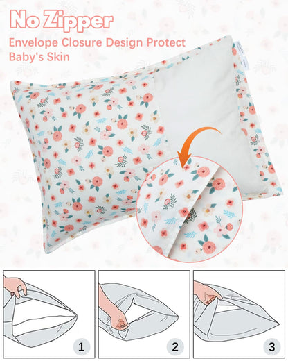 ALVABABY Toddler Pillowcases 2 Pack Organic Cotton Kids Pillow Cover Fit 13"x 18" or 12"x24"