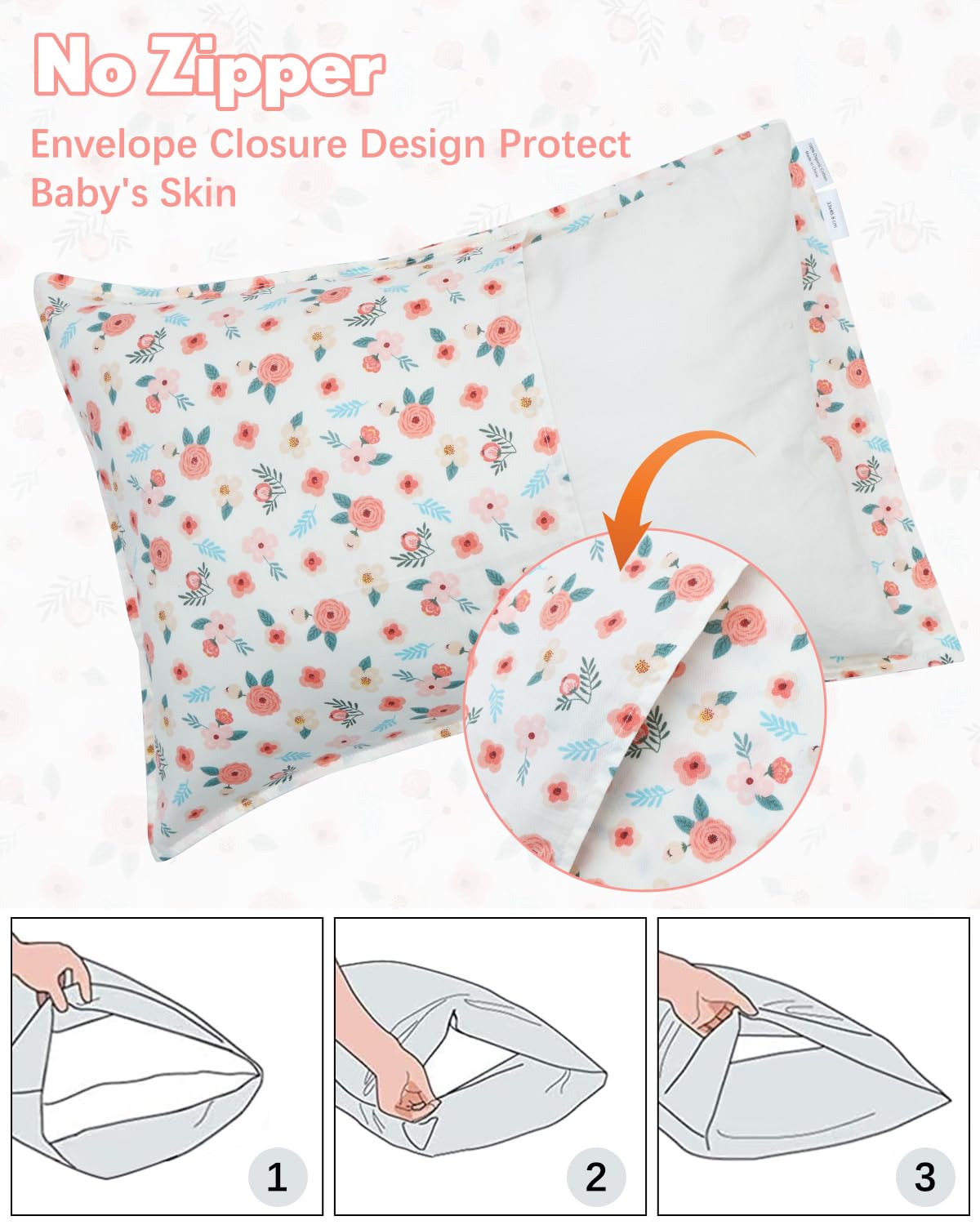 ALVABABY Toddler Pillowcases Fits 14x20in,13x18in Kids Cotton Baby 2 Packs Envelope Kids Pillow