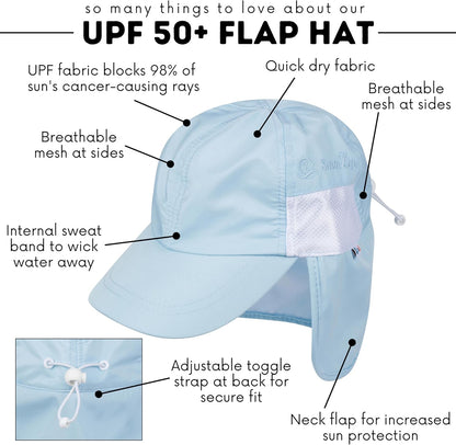 SwimZip Sun Hat with Neck Flap | UPF 50+ Protection for Baby, Toddler, and Kids