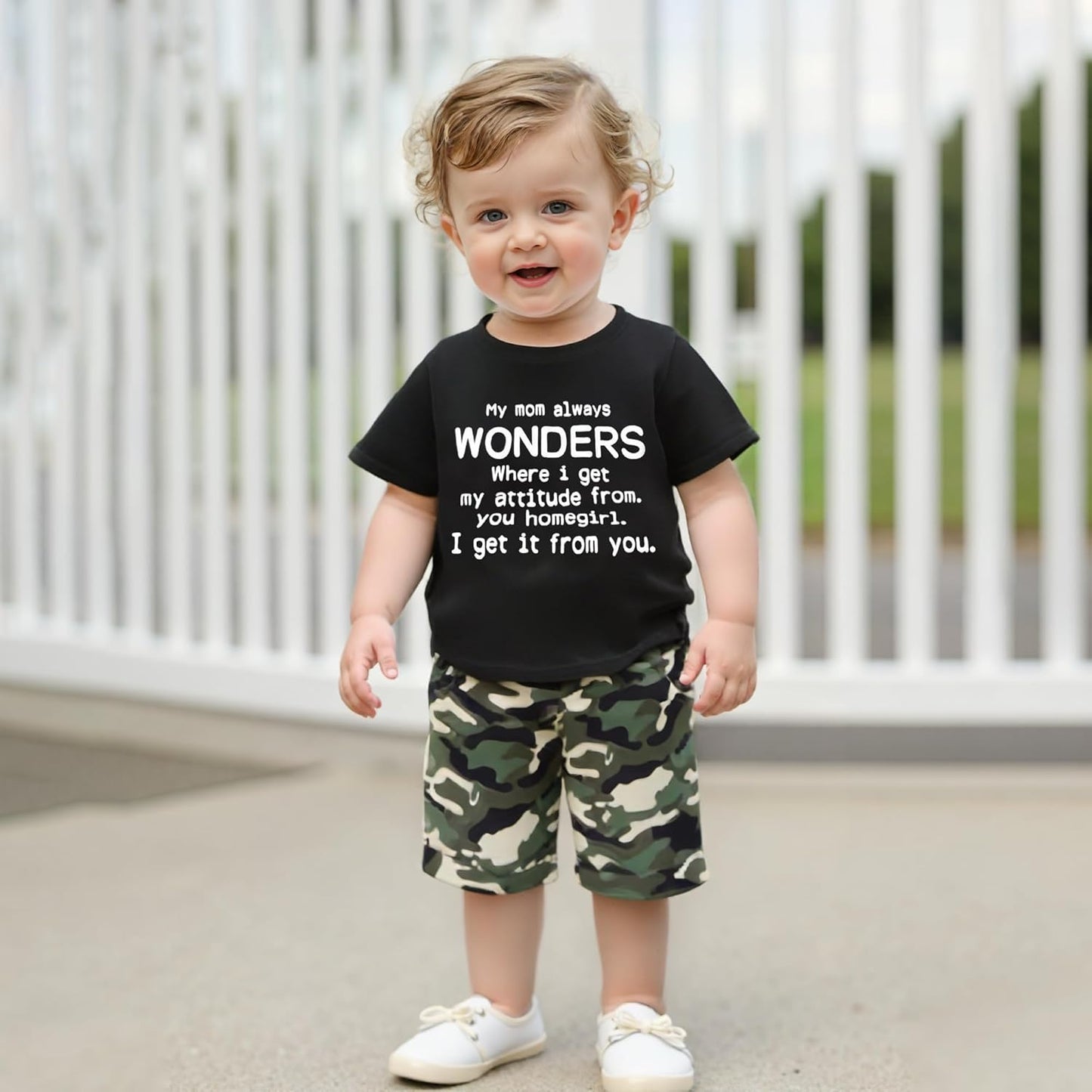 wdehow Toddler Kids Baby Boy Summer Clothes Sets 1T 2T 3T 4T 5T Letter Print Short Sleeve Tops