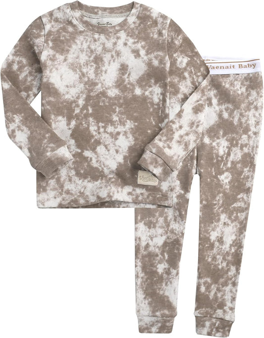 VAENAIT BABY 12M-12Y Toddler Kids Boys Girls 100% Cotton Marbling Tiedye Sung Fit Sleepwear Pajamas