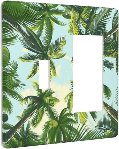 Summer Sky Coconut Palms Trees Green Plants Leaf Outlet Covers 1 Toggle 1 Rocker Combination