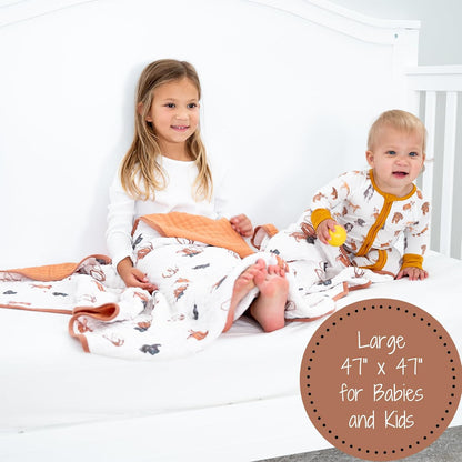 LollyBanks Muslin Baby Blanket 100% Organic Cotton, Muslin Quilt Lightweight, Toddler Blanket for