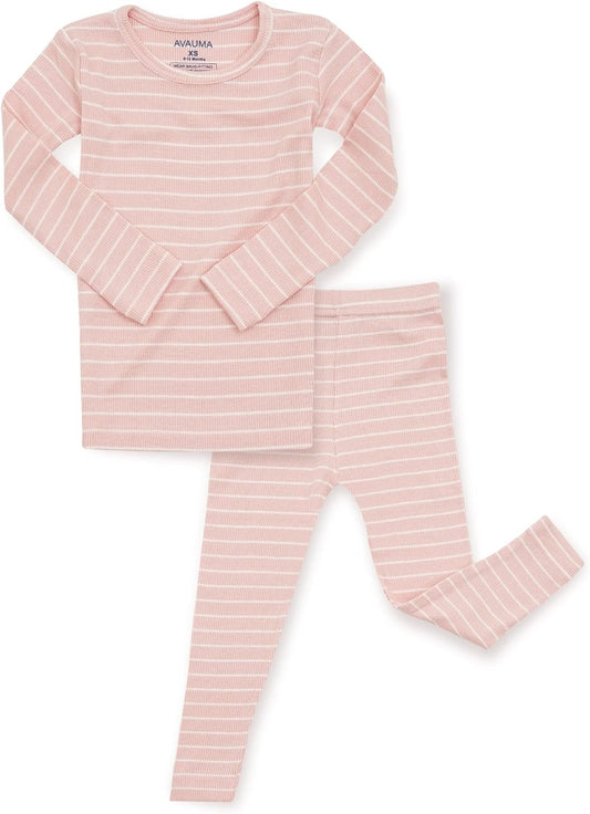 AVAUMA Stripe Pattern Baby Boys Girls Pajama Set Kids Toddler Snug fit Ribbed Sleepwear pjs for