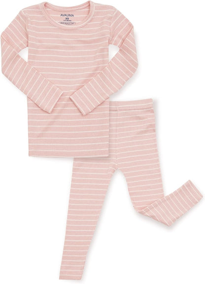 AVAUMA Stripe Pattern Baby Boys Girls Pajama Set Kids Toddler Snug fit Ribbed Sleepwear pjs for