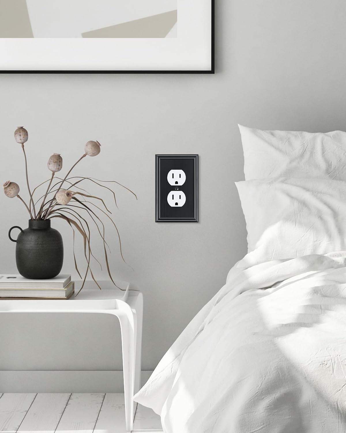 6-Pack Single Duplex Outlet Cover Plate, Decorative Black Switch Plates and Outlet Covers, Metal