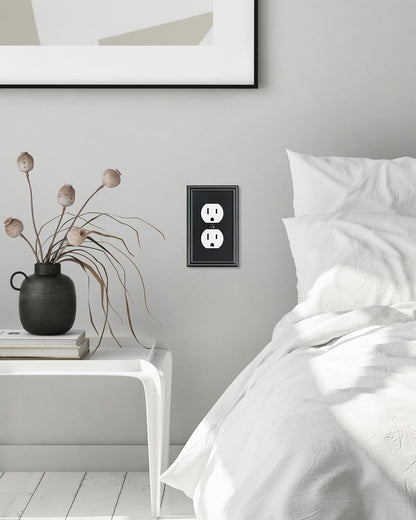6-Pack Single Duplex Outlet Cover Plate, Decorative Black Switch Plates and Outlet Covers, Metal