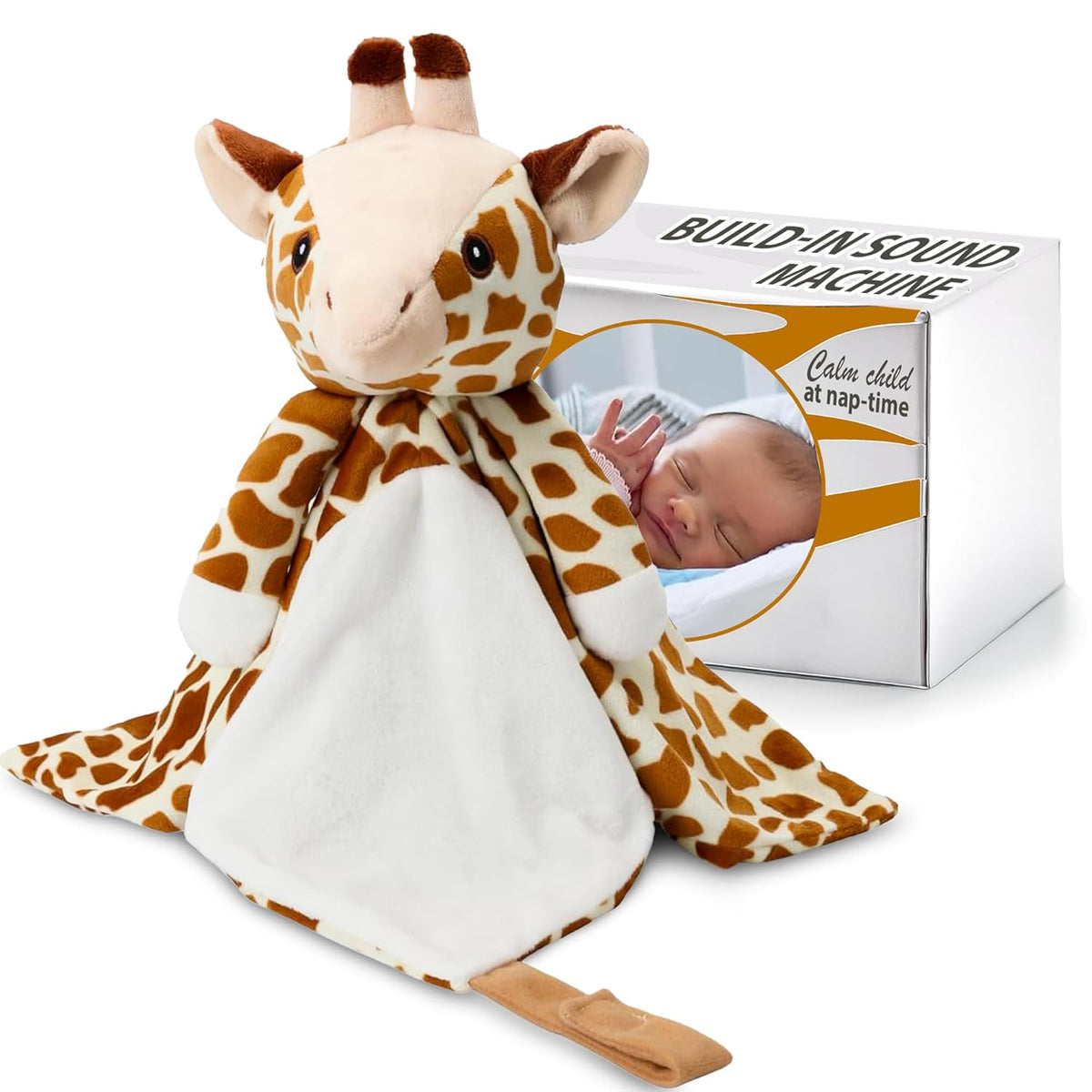 Love By Emi Baby Music Lovey Brown Giraffe, Baby Sleep Soother for Crib & Cuddle Bedtime, White