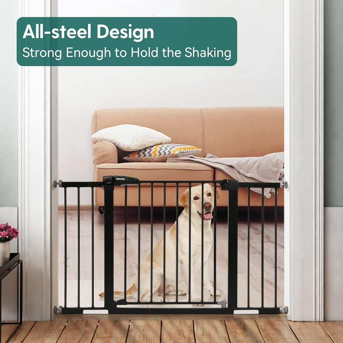 Babelio Baby Gate for Doorways and Stairs, 29-48" Auto Close Dog Gate, Easy-Install Pressure