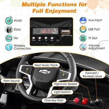 Costzon Ride on Car, 12V Licensed Chevrolet Tahoe Battery Powered Electric Vehicle w/ 2.4G Remote