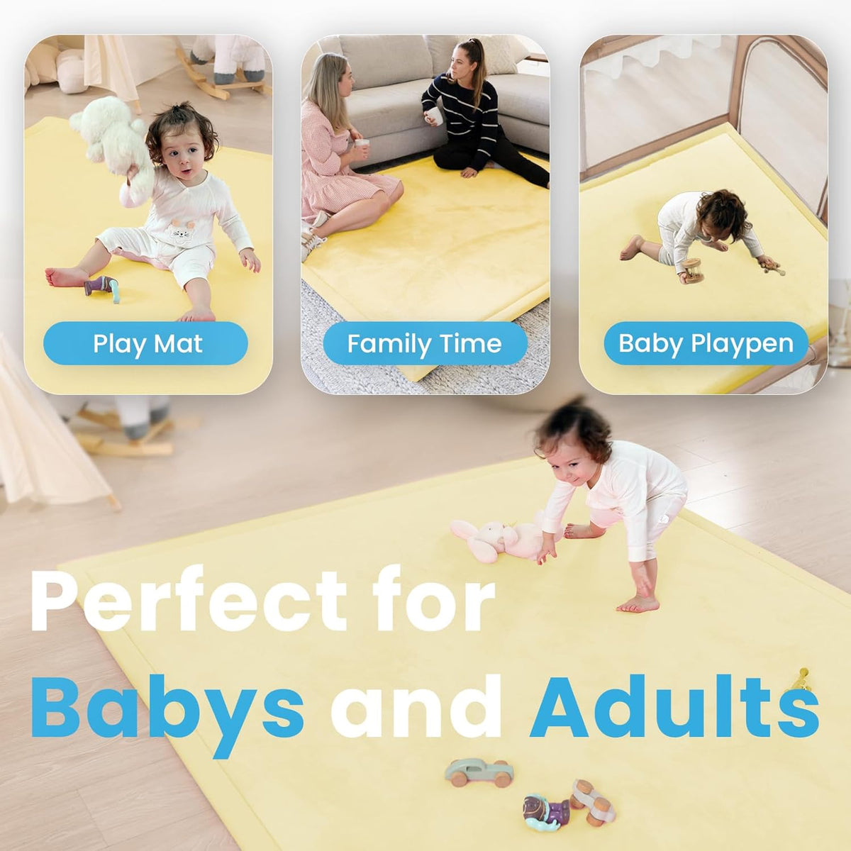 Baby Play Mat for Kids Room,Extra Thick Elasti-Foam Anti-Fall Cushion Mat for