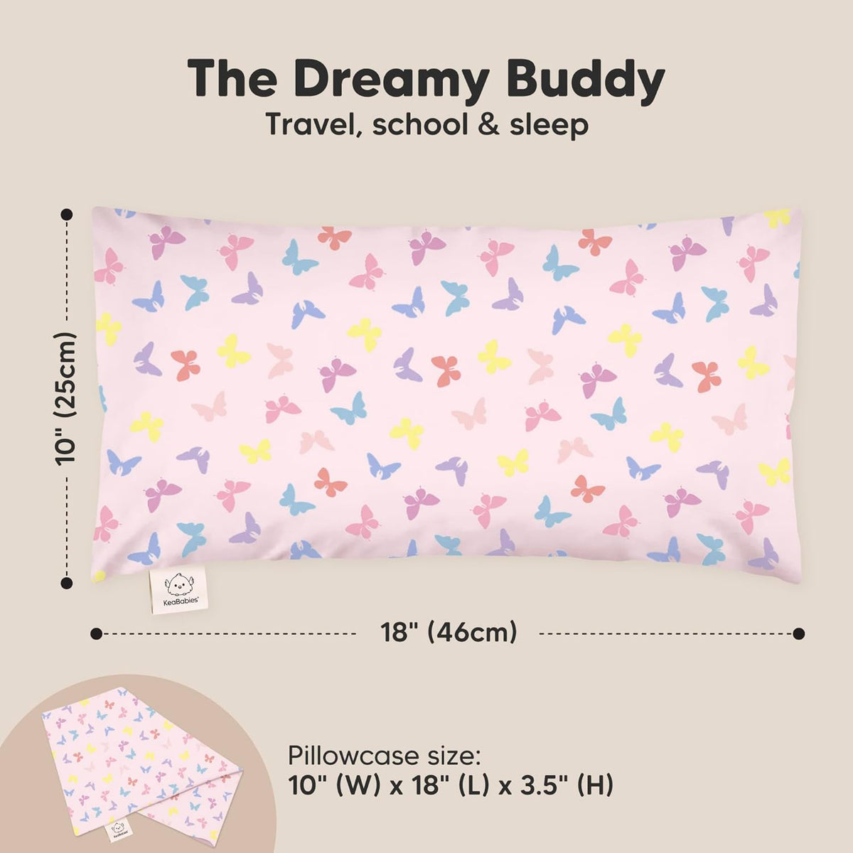 Toddler Pillow with Pillowcase - 10x18 My Little Dreamy Kids Travel Bed Pillows for Sleeping