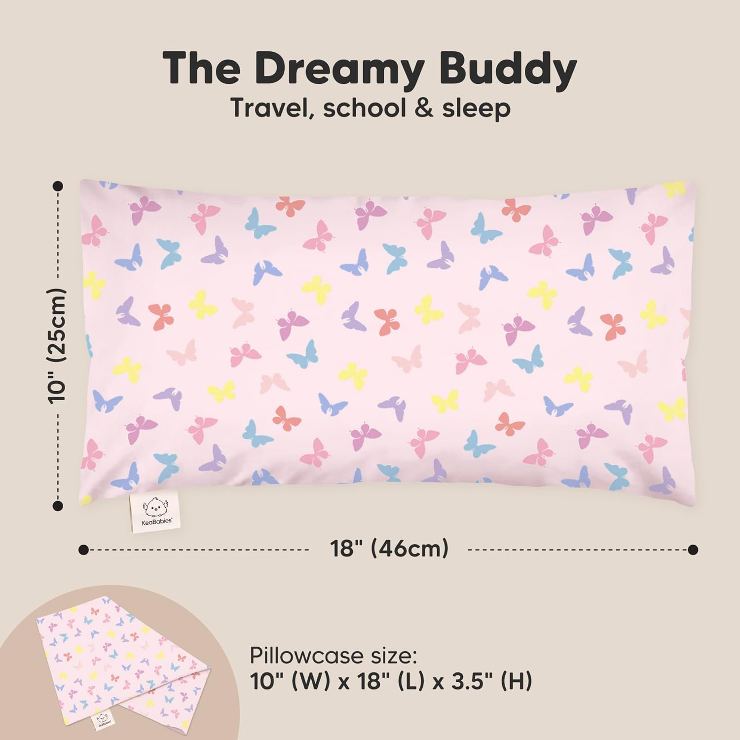 Toddler Pillow with Pillowcase - 10x18 My Little Dreamy Kids Travel Bed Pillows for Sleeping