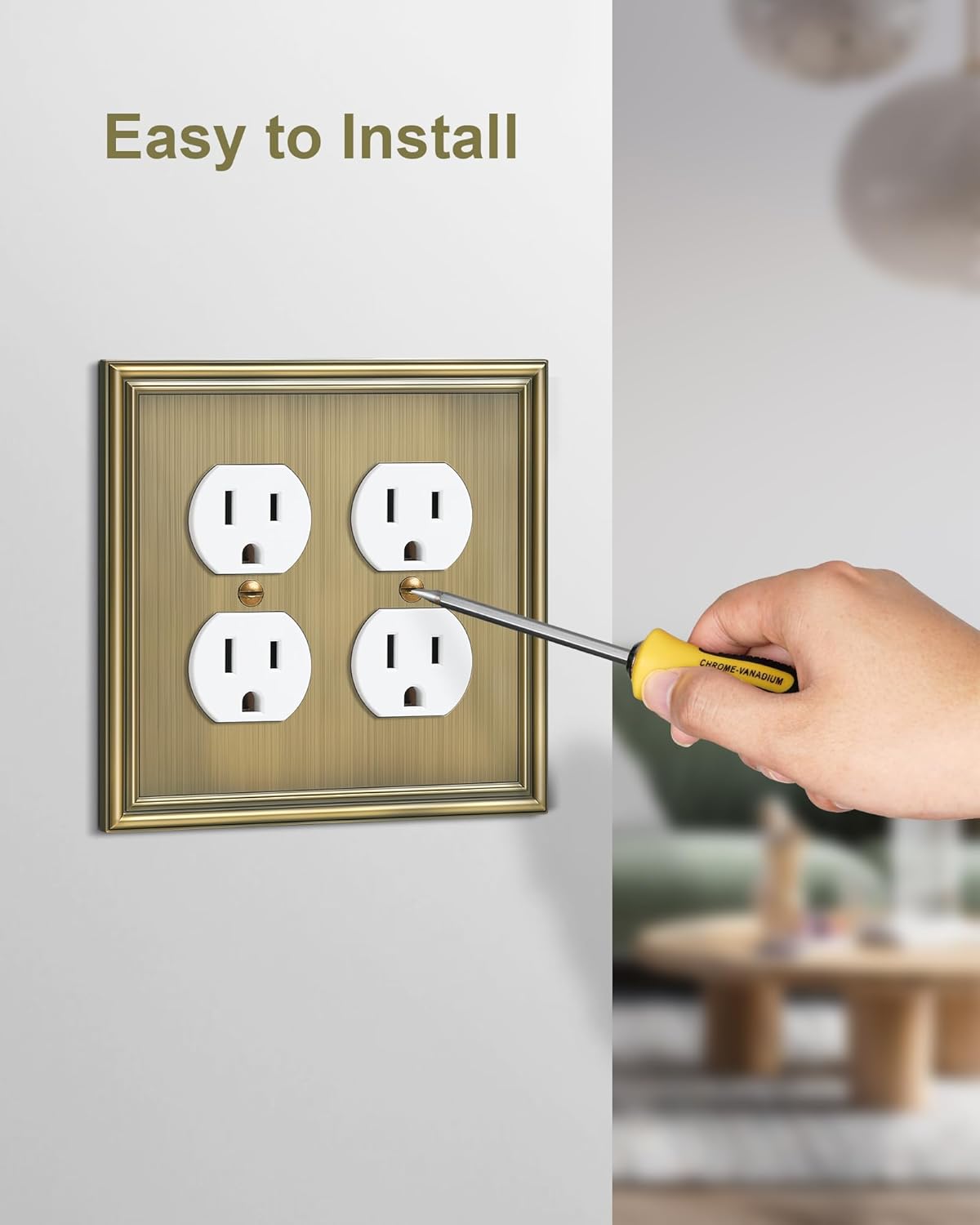 2-Pack Double Duplex Outlet Cover, Antique Brass Decorative Switch Plates and Outlet Covers for