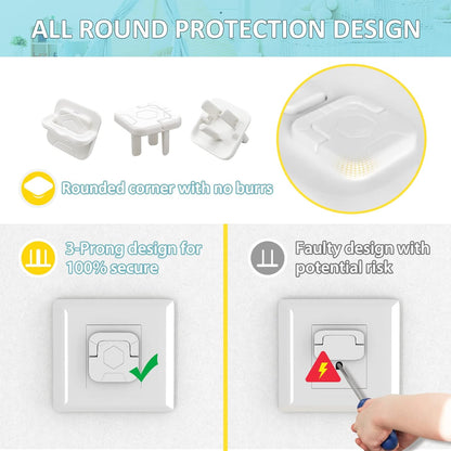 4our Kiddies Baby-Proof Outlet Covers (60 Pack) - Child Safety Electric Plug Protectors to Prevent