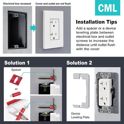 CML Decorator Screwless Wall Plate, 1-Gang Receptacle Outlet Cover, 8 Pack Hidden Screw Smooth Face
