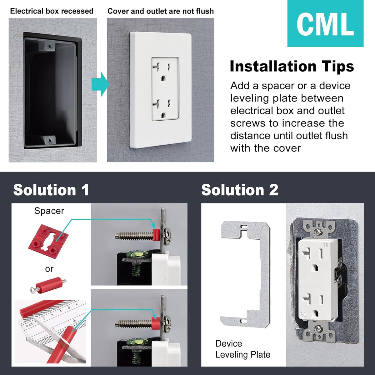 CML Screwless Wall Plates, 40 Pack Decorator Light Switch Covers, 1-Gang Decor Outlet Switch Plate