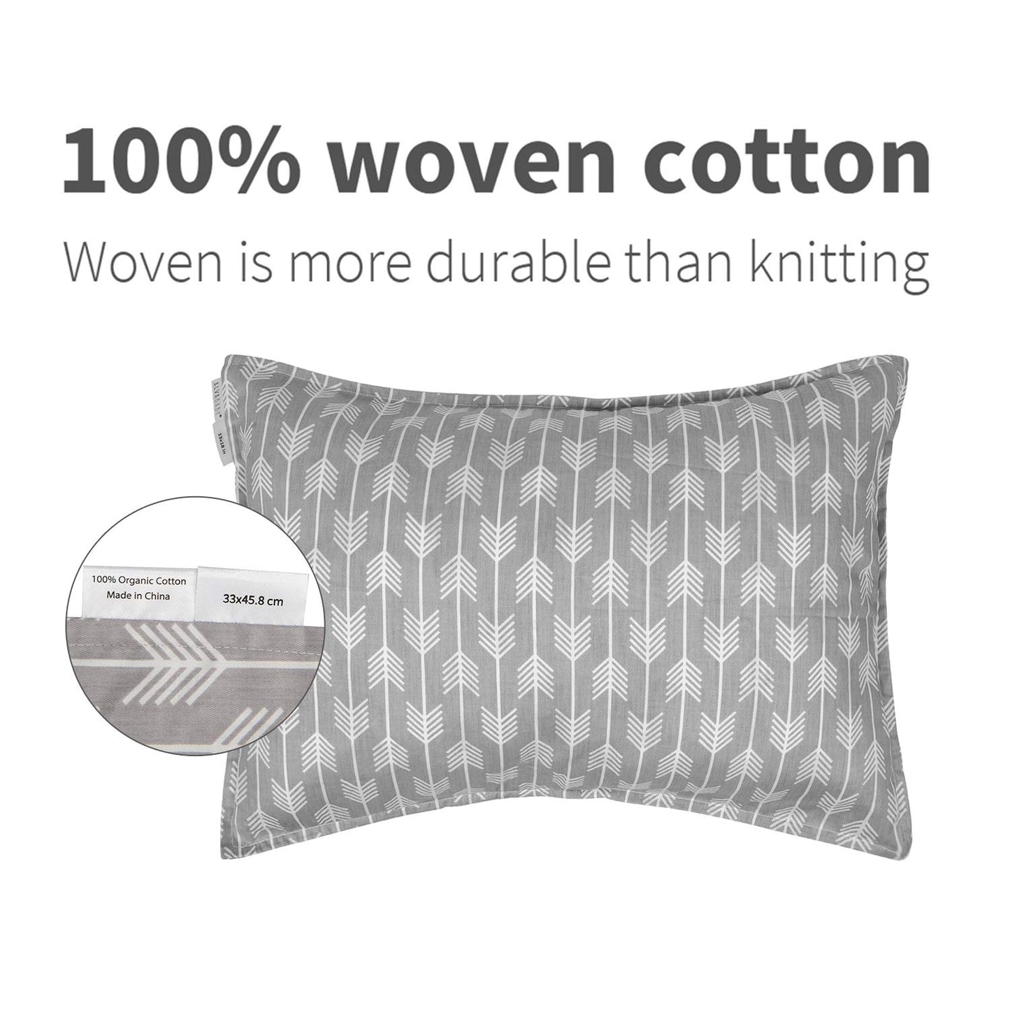 ALVABABY Toddler Pillowcases 2 Pack Organic Cotton Kids Pillow Cover Fit 13"x 18" or 12"x16"