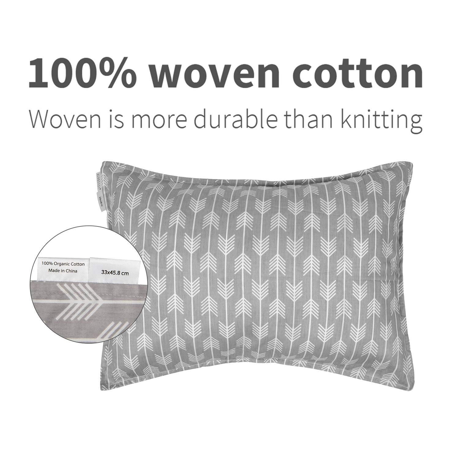 ALVABABY Toddler Pillowcases 2 Pack Organic Cotton Kids Pillow Cover Fit 13"x 18" or 12"x16"