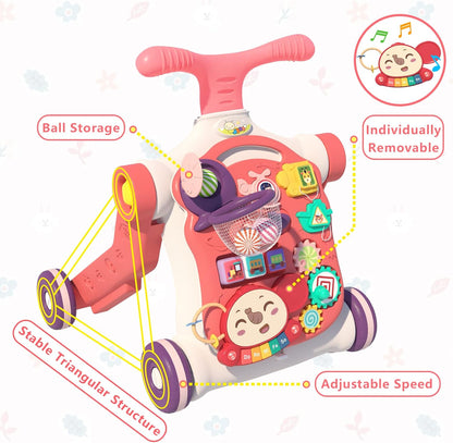 QDRAGON 5 in 1 Walker for Baby Girl, Baby Push Walkers, Assemble as Scooter/Motorbike/Activity