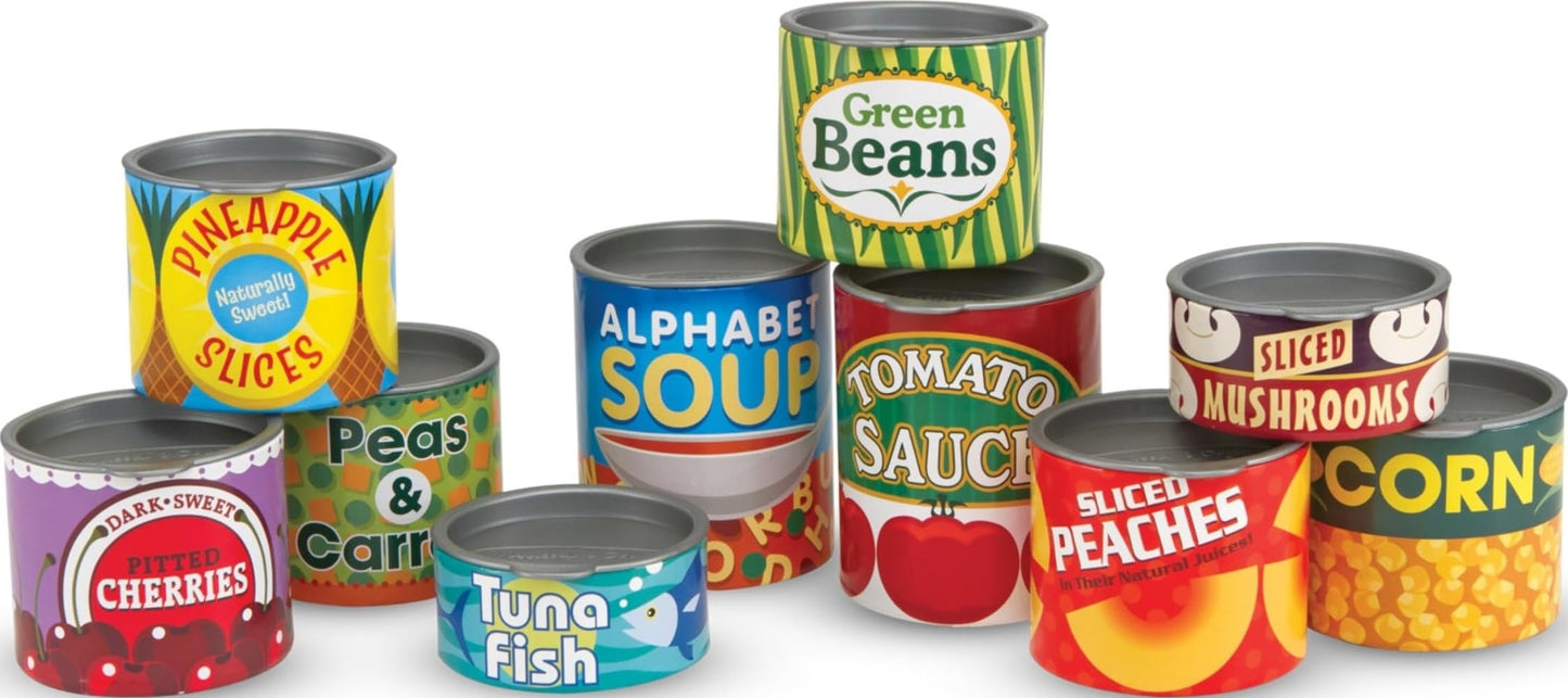 Melissa & Doug Let's Play House, 10 Grocery Cans with Removable Lids, Toy Food & Play Kitchen