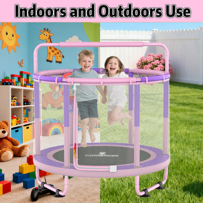 60" 6-in-1 Kids Trampoline, 5ft Mini Toddler Trampoline for Girls Boys
