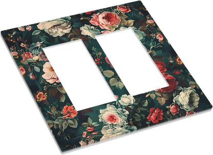 Decorative Outlet Covers Baroque Vintage Peony Flower Floral 2 Gang Double GFCI Rocker Electrical