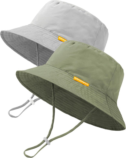 Baby Sun Hat Kids Summer UPF 50+ Toddler Bucket Hat Wide Brim Adjustable Beach Hats for Boys Girls
