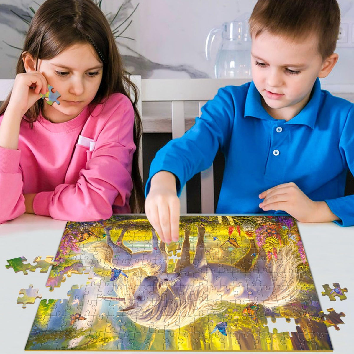 Puzzles for Kids Ages 6-8 8-10 - Unicorn and Foal, 200 Piece Puzzles for Kids, Learning Educational