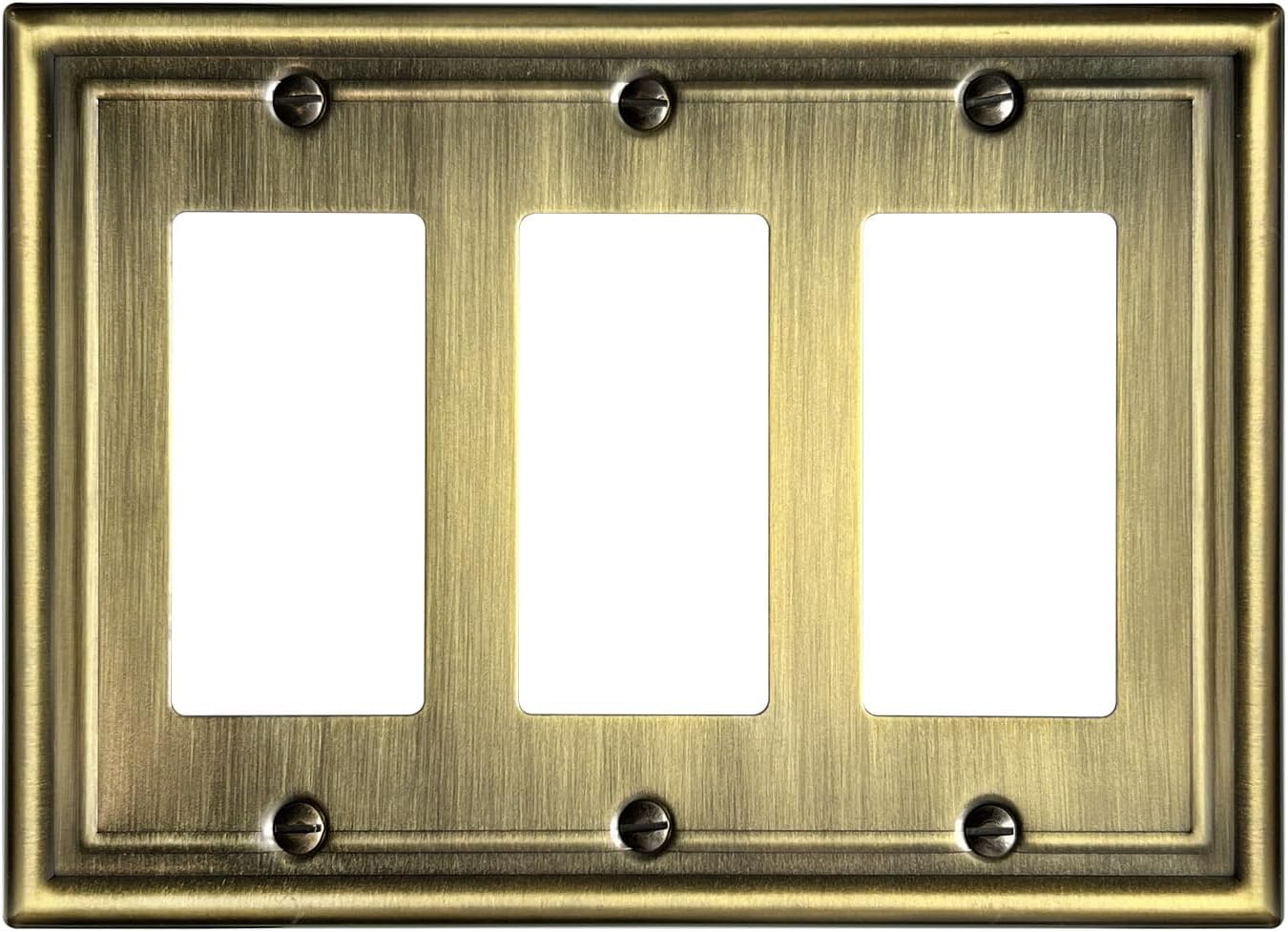 1 Pack Triple Decorator Wall Plates, Metal Electrical Outlet Covers for Receptacles, Dimmer