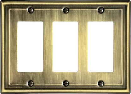 1 Pack Triple Decorator Wall Plates, Metal Electrical Outlet Covers for Receptacles, Dimmer