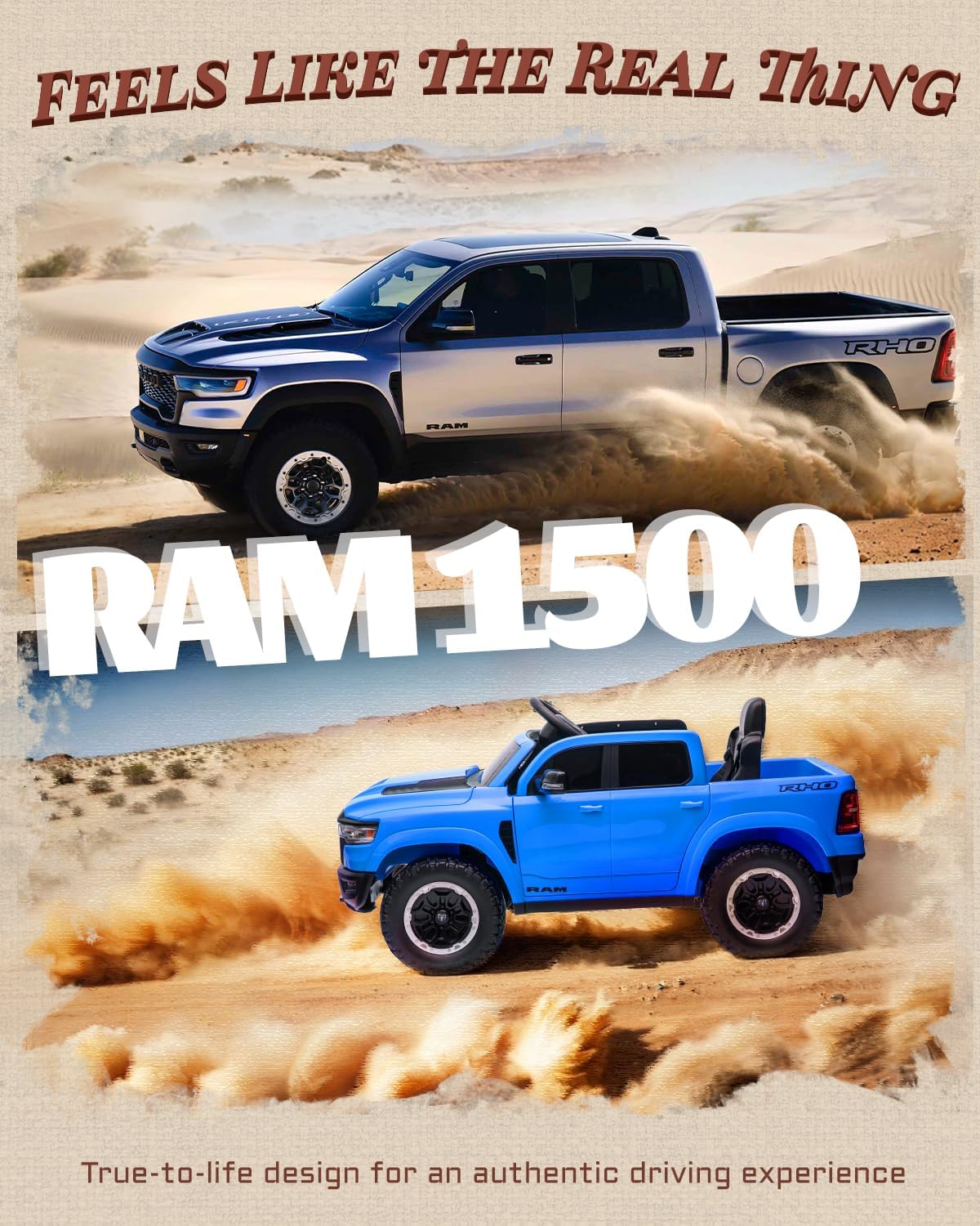 12V Kids Electric Vehicles, Licensed Ram 1500 RHO Kids Ride on Truck with Remote Control, Ride on