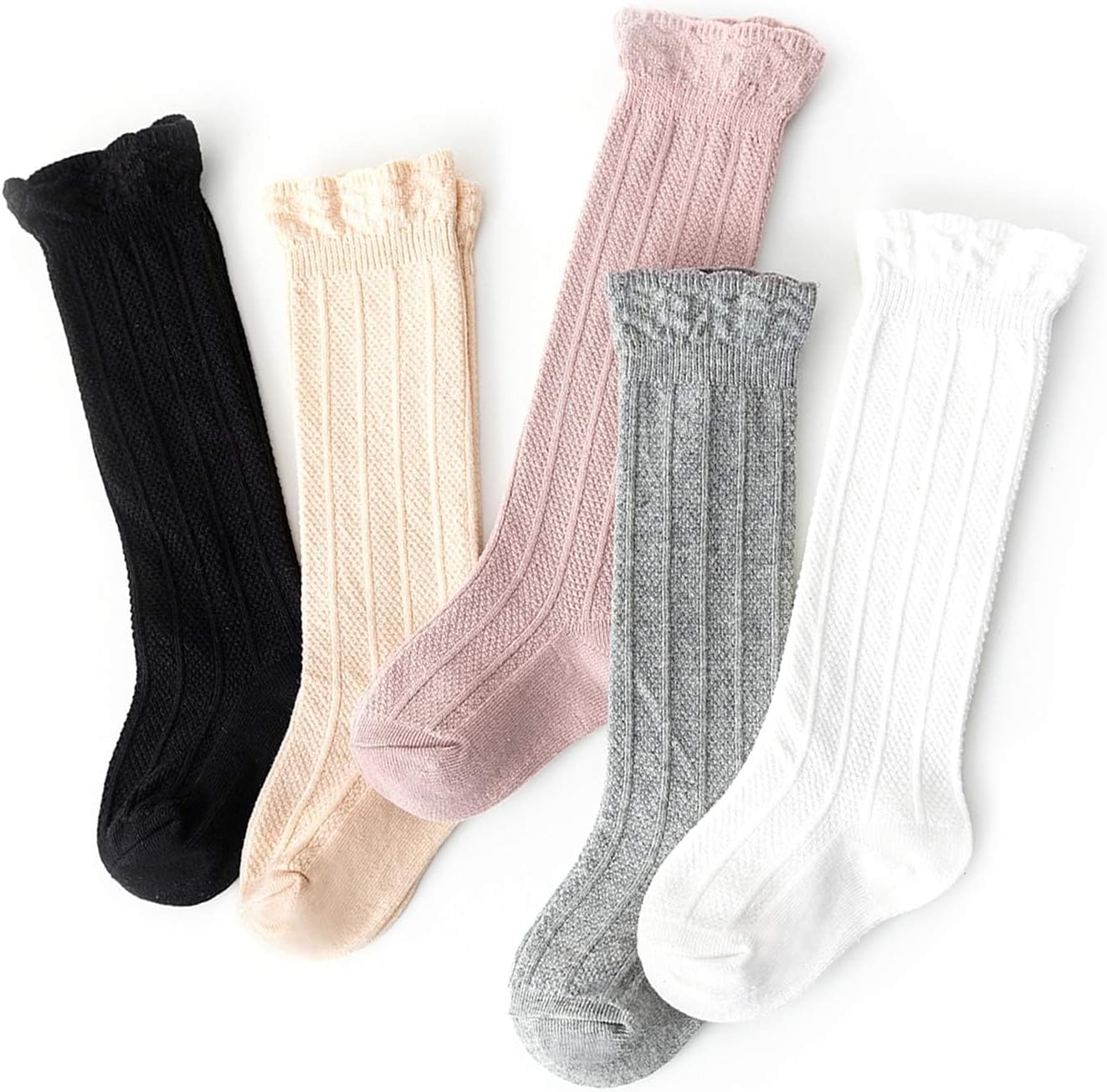 Zando Baby Knee High Socks - Infant to Toddler, Cotton Ruffle Socks, Warm Girls & Boys Long