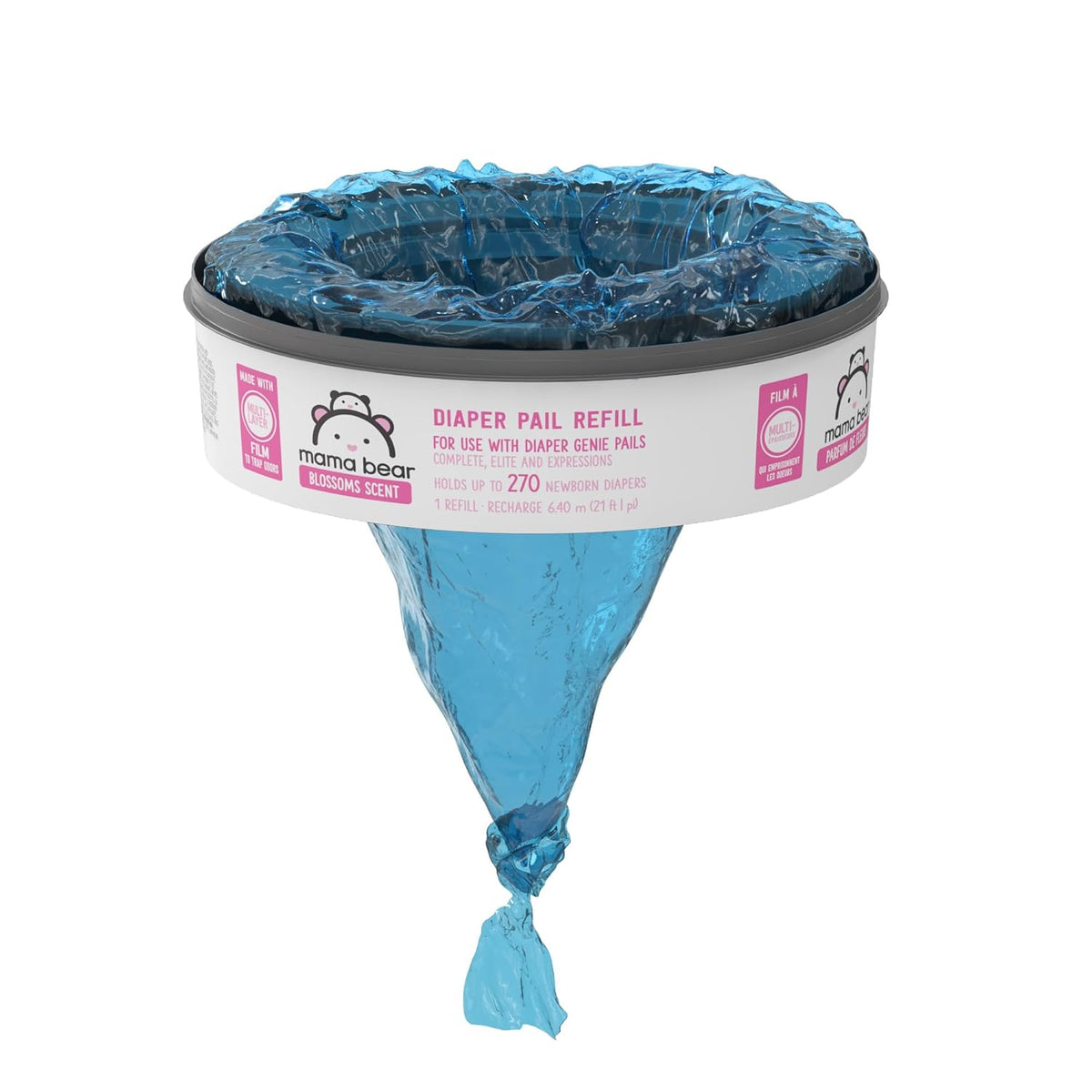 Amazon Brand - Mama Bear Blossoms Scented Diaper Pail Refills for Diaper Genie Pails, 2160 Count (8