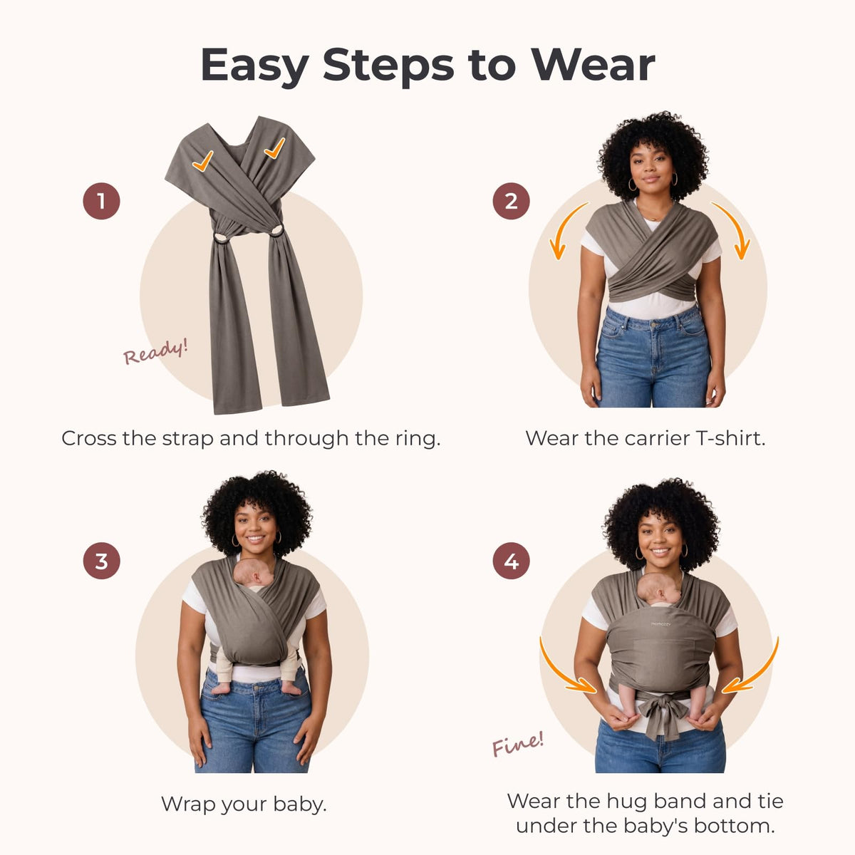 Momcozy Baby Wrap Carrier, Easy-On 2-Piece Design, Newborn to 33 lb