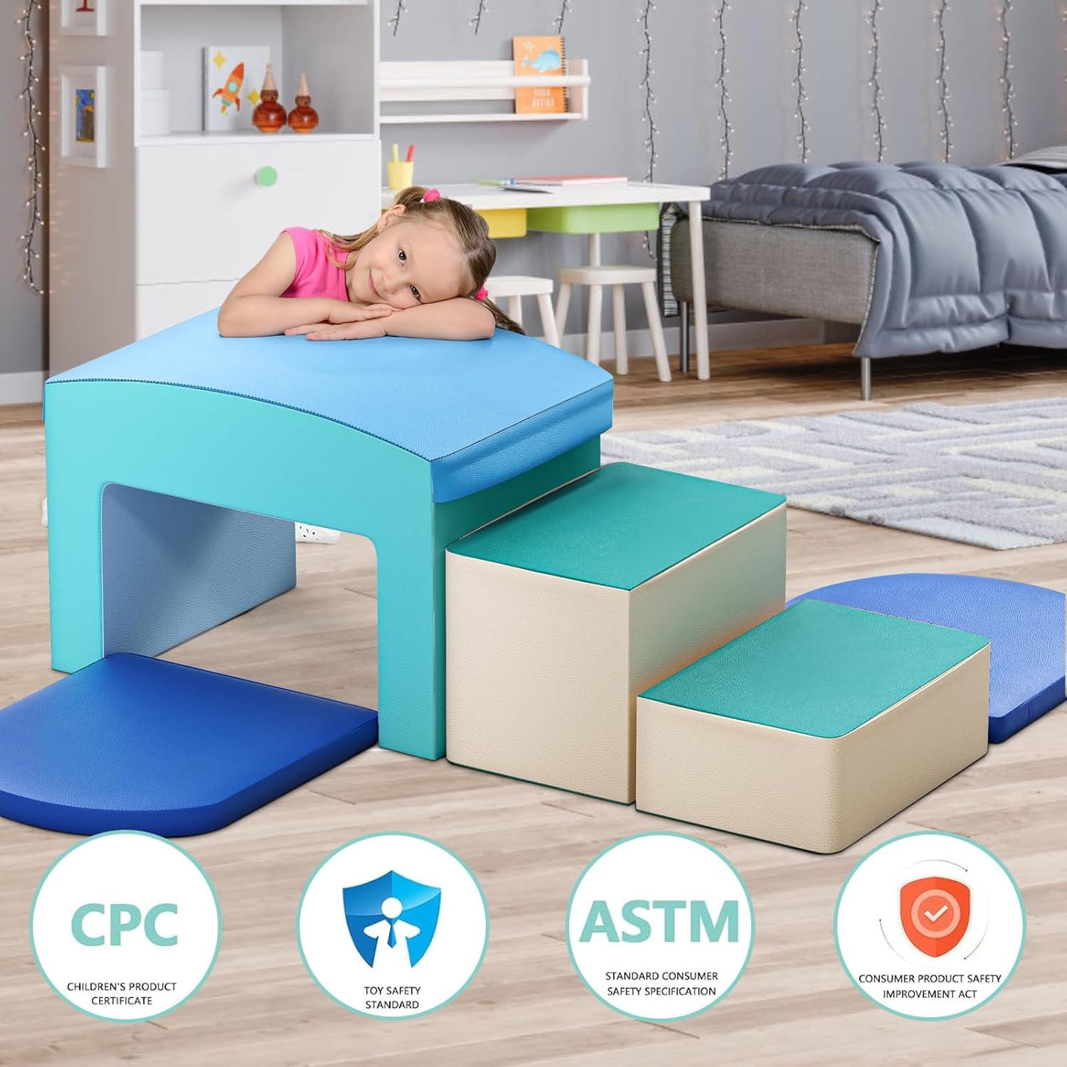 SURPCOS Foam Climbing Blocks for Toddlers - Soft Play Set for Toddlers 1-3 - Climbing Toys - Baby