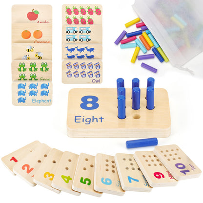 ISMETACU Wooden Montessori Number Blocks for Kids, Counting Peg Board for Kids Age 3 4 5,Preschool