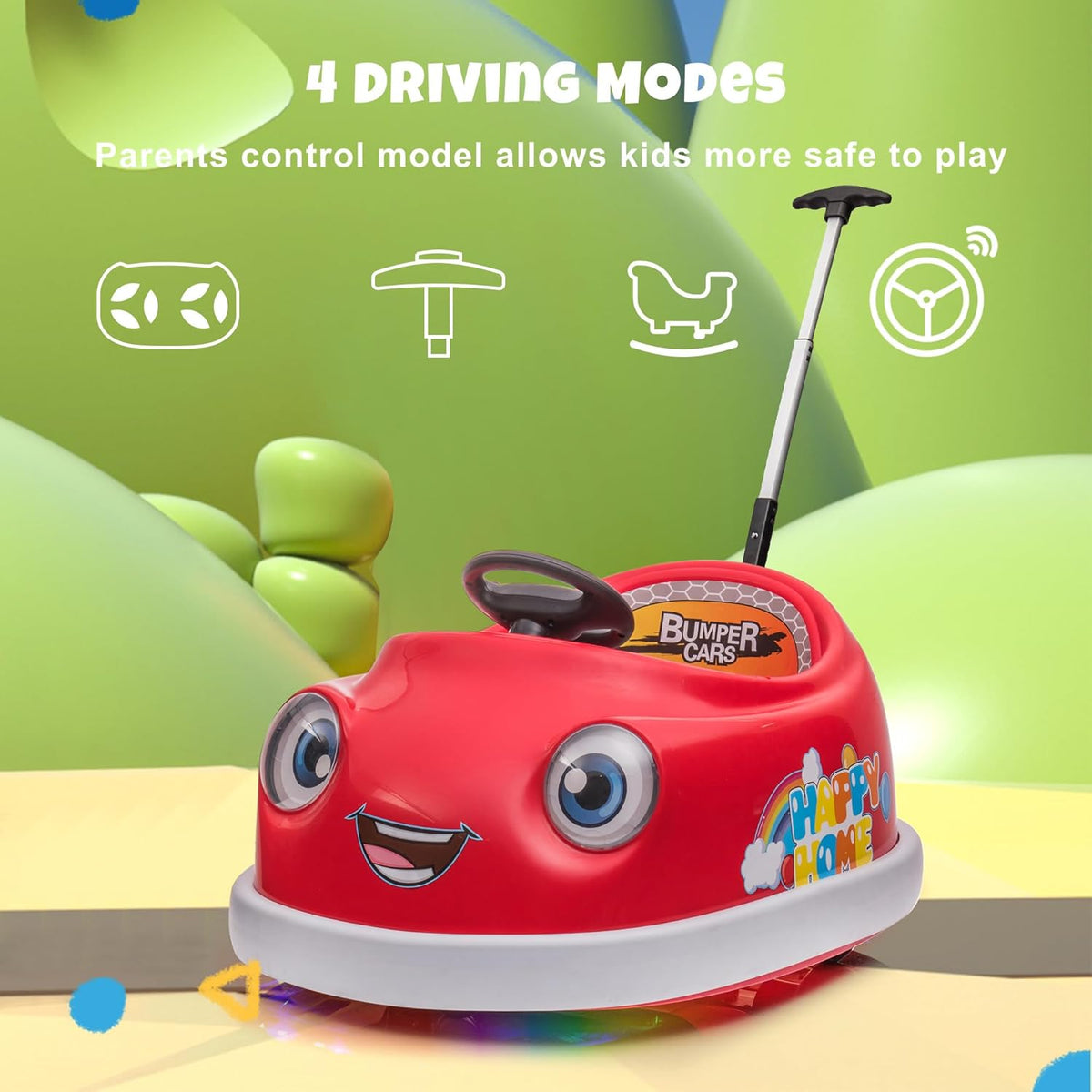12V Dual Battery Electric Ride on Kids Bumper Car w/Remote Control,360 Degree Spin,Push Rod Rocker