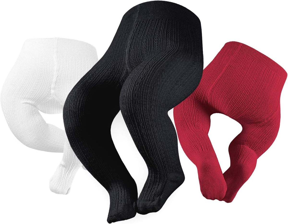 Petrass Baby Girls Cable Knitted Tights Infant Full-Footed Seamless Cotton Tights New-born Girls