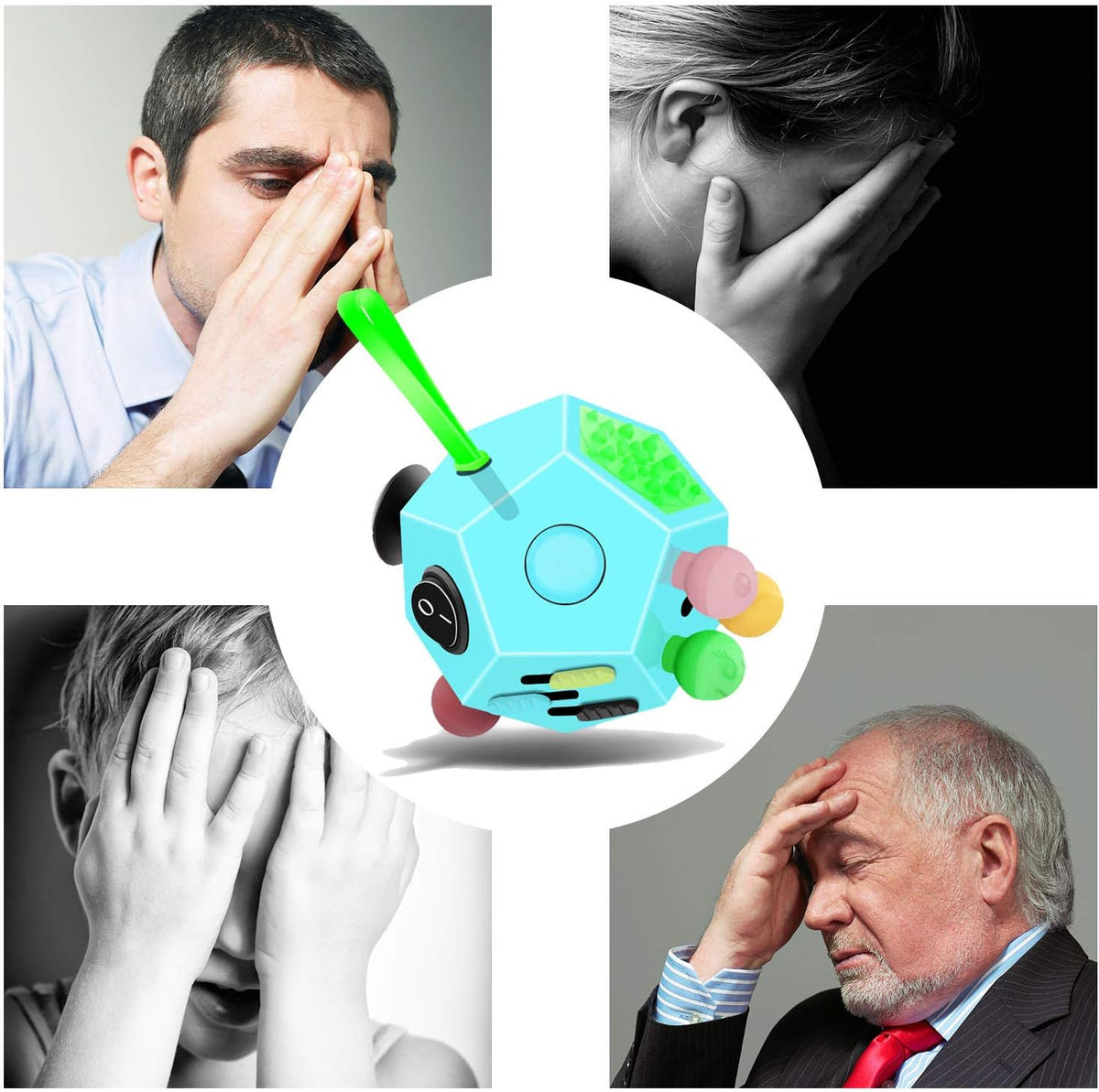 Fidget Dodecagon –12-Side Fidget Toys Cube Relieves Stress and Anxiety Anti Depression Cube for