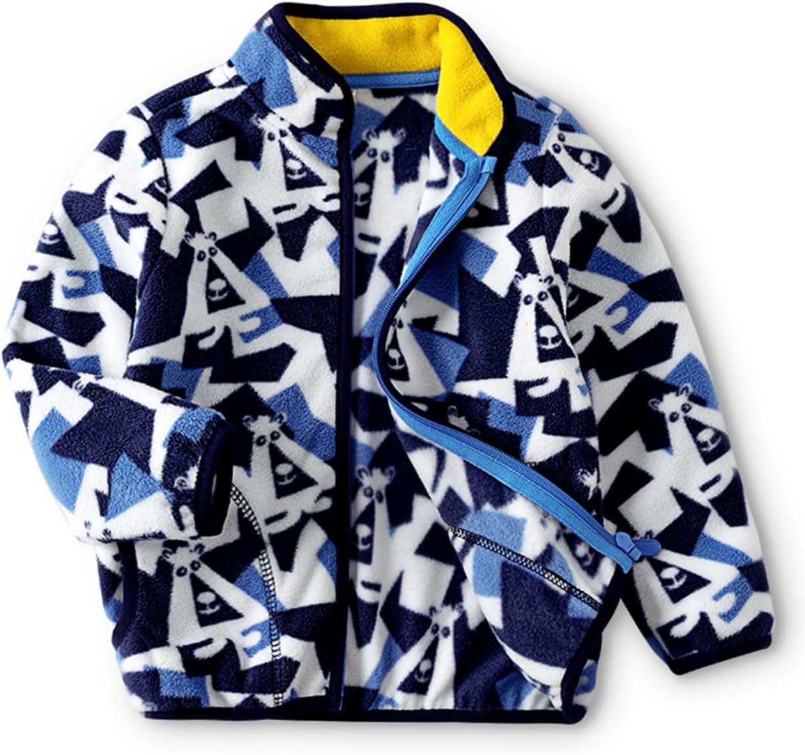 Kids Printed Polar Fleece Jacket Toddler Baby Boys Girls Autumn Winter Warm Sherpa Lining Outerwear