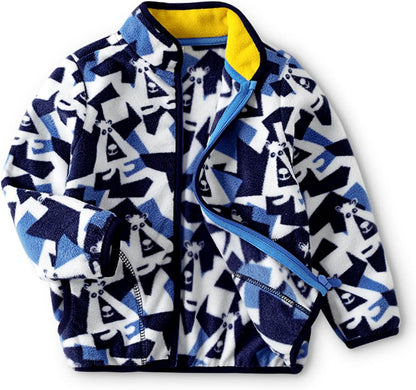 Kids Printed Polar Fleece Jacket Toddler Baby Boys Girls Autumn Winter Warm Sherpa Lining Outerwear