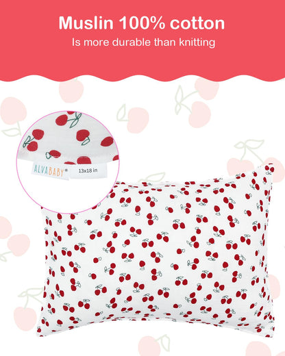 ALVABABY Toddler Pillowcases 2 Pack Muslin Cotton Kids Pillow Cover Fit 13"x 18" or 12"x16"