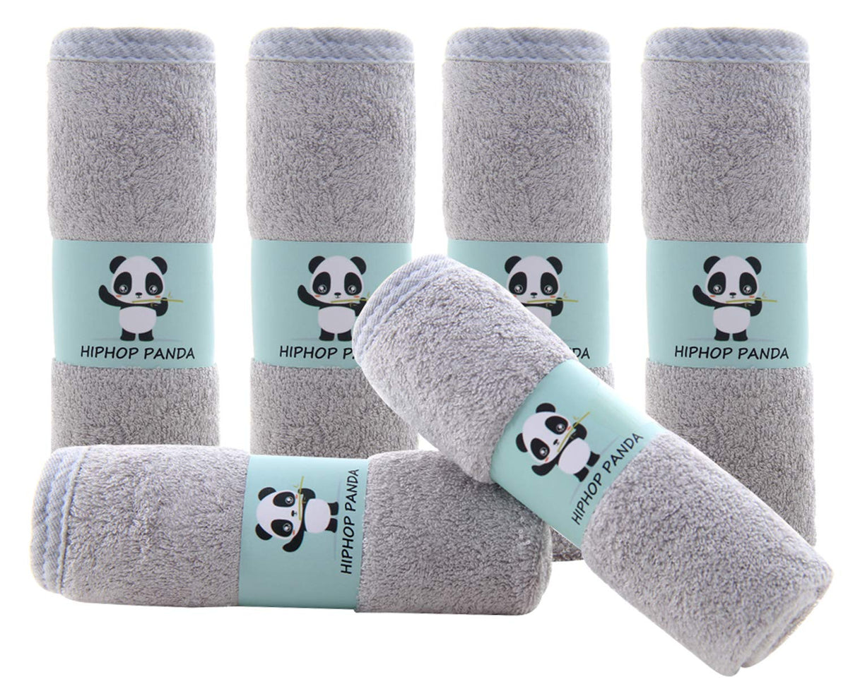 HIPHOP PANDA Baby Washcloths, Rayon Made from Bamboo - 2 Layer Ultra Soft Absorbent Newborn Bath