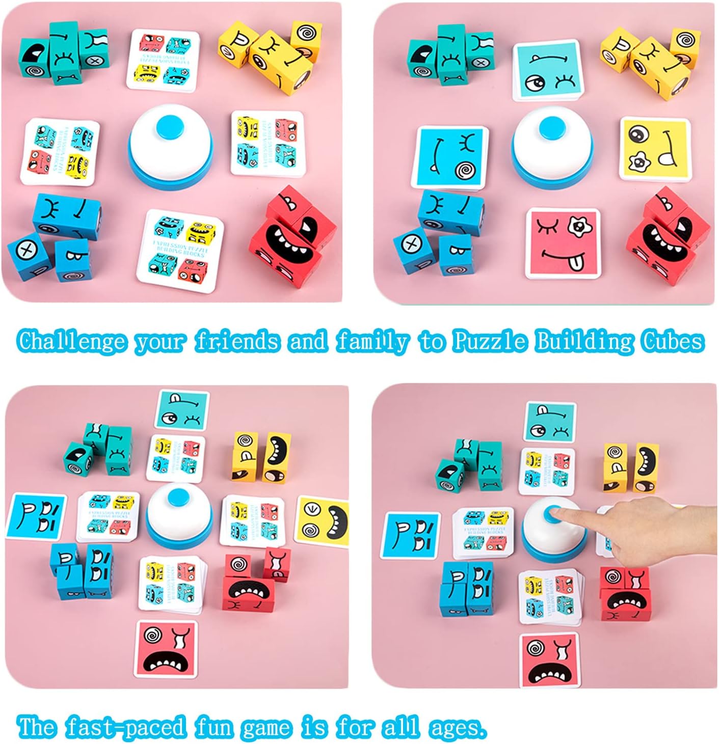Wooden Face Changing Magic Cube Building Blocks Game Matching Expression Puzzle Toy Board Games for