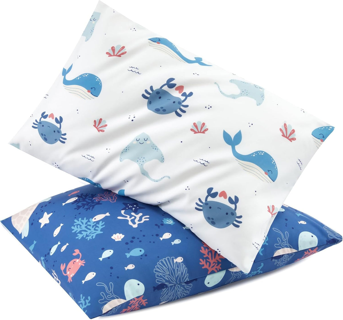 TILLYOU Toddler Pillowcase 2 Pack with Envelope Closure,13" x 18" Silky Soft Microfiber Travel Kids