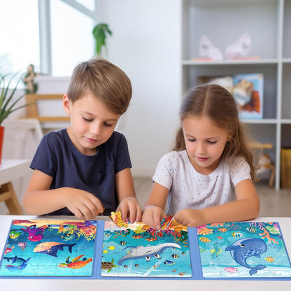 Magnetic Puzzles for Toddlers 3-5 , 75-Pieces Travel Toys , Sea Puzzles Ages 4-6, Educational