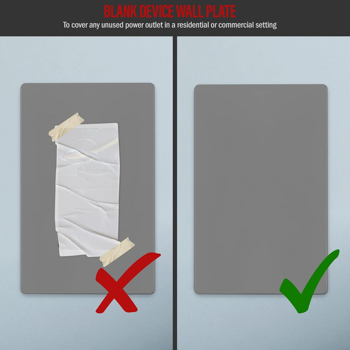 ENERLITES Screwless Blank Wall Plate, Child Safe Blank Device Outlet Cover, Standard Size, 1-Gang