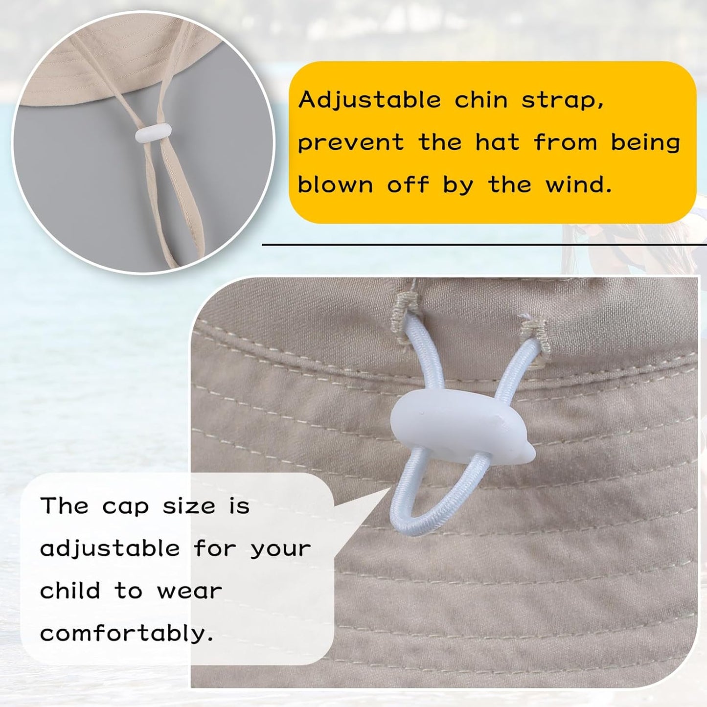 Peecabe Summer Baby Sun Hat for Boys Girls UPF 50+ Wide Brim Toddle Bucket Hat Adjustable Baby